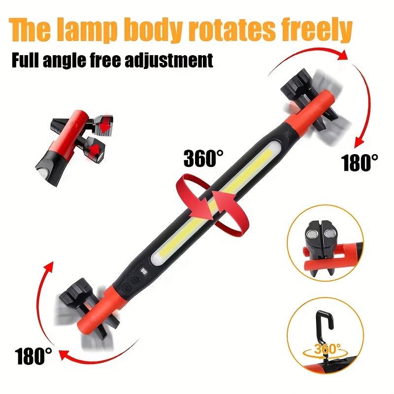 2 Sets Of Work Light Rechargeable Under-hood LED Work Light Magnetic Camping Lights 4 Modes LED Emergency Work Light with Red Warning. Suitable for Vehicle Maintenance, Inspection, Emergency Workshop