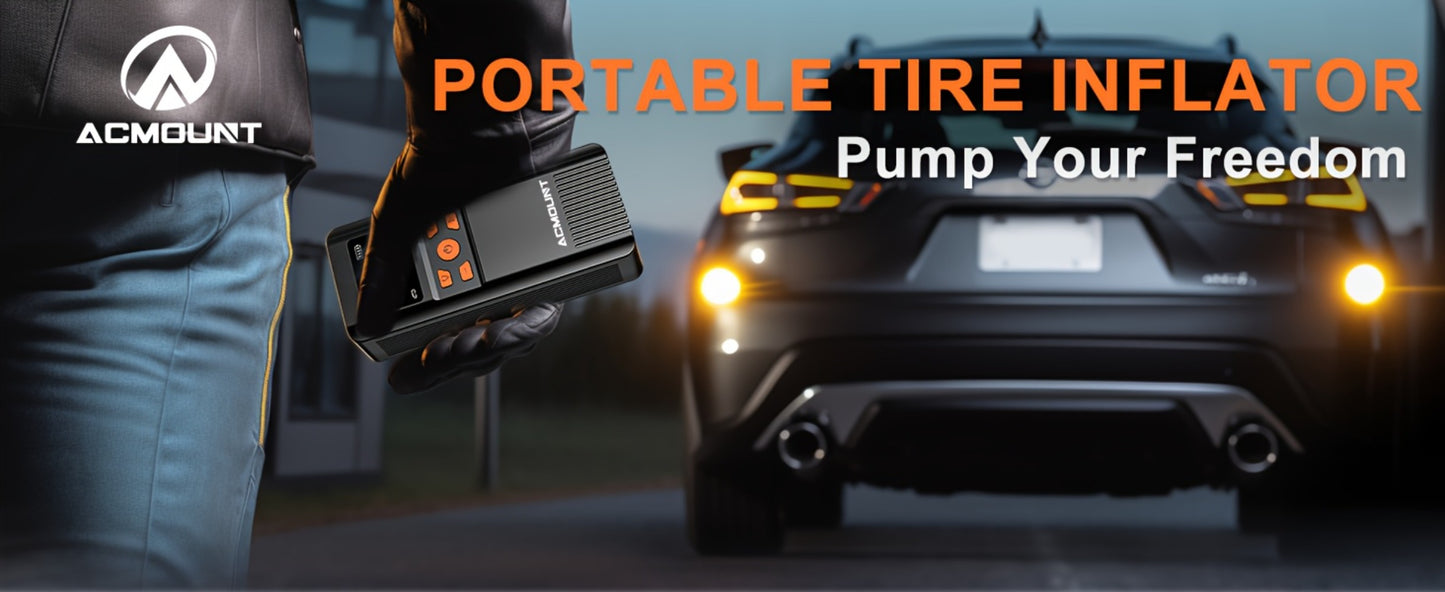 Portable Tire Inflator Cordless Air Compressor – 150PSI Fast Inflation, 5000mAh Rechargeable Battery, Digital Pressure Gauge, LED Light, 4+ Modes for Car Bike Motorcycle Sports Balls