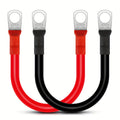 2pcs Battery Cable, 15cm/6inch 2AWG Gauge Copper Battery Power Inverter Leads, with 5/16" Lugs Ring Terminals, Ideal for Automotive, Truck, RV, Yacht, Solar, Emergency Backup, Farm, Ranch