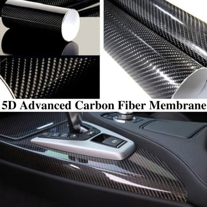 5D Carbon Fiber Texture Vinyl Wrap - Self-Adhesive Car Décor Film, UV Protection, Scratch-Resistant, Suitable for Home, Office, Electronics