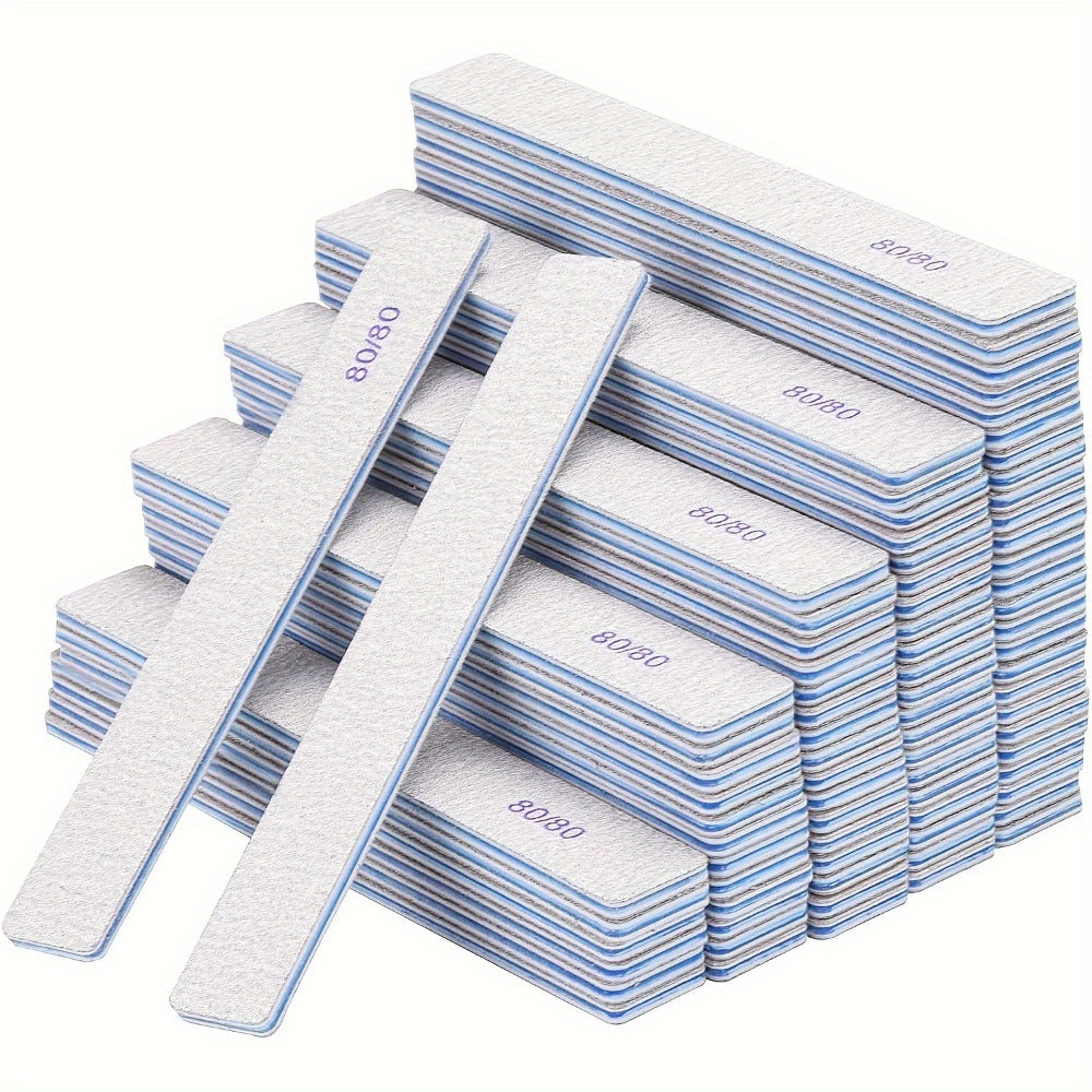 Professional Nail Files 50pcs Bulk Set Double Sided Emery Boards – 80/80, 100/100 & 100/180 Grit Options for Acrylic, Gel & Natural Nails | Washable Reusable Nail Shaping Tools for Home & Salon