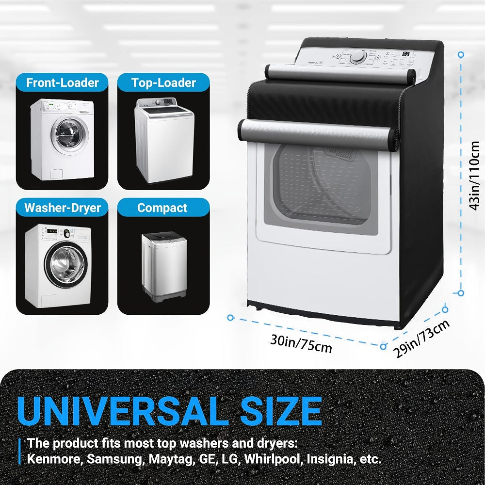 Washer Dryer Cover 420D Heavy Duty Waterproof, Indoor Outdoor Washing Machine Protector with Zipper Window, Fits Top Load & Front Load Washers Dryers, Dustproof UV-Resistant Laundry Appliance Hood 2pcs
