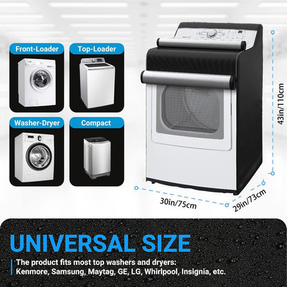 Washer Dryer Cover 420D Heavy Duty Waterproof, Indoor Outdoor Washing Machine Protector with Zipper Window, Fits Top Load & Front Load Washers Dryers, Dustproof UV-Resistant Laundry Appliance Hood 2pcs