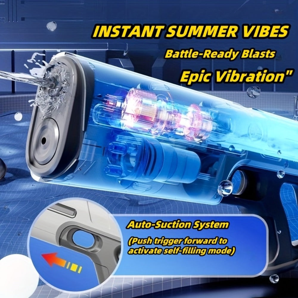 Electric Water Gun with Auto-Fill, LED Lights & 40-Foot Range – USB Rechargeable Large Capacity Soaker Blaster for Kids & Adults, Pool Beach Backyard Outdoor Summer Toy, Gift Box