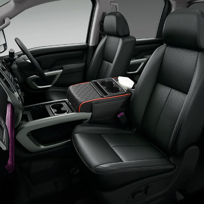 Universal Car Armrest Box Cover, PU Leather Center Console Mat with 2 Side Pockets + 2 Cup Holders + Multi-Functional Tissue Storage Space, Suitable for Phone/Water Bottle/Cards, Compatible with Most Car Models, Car Accessories, Women's Car