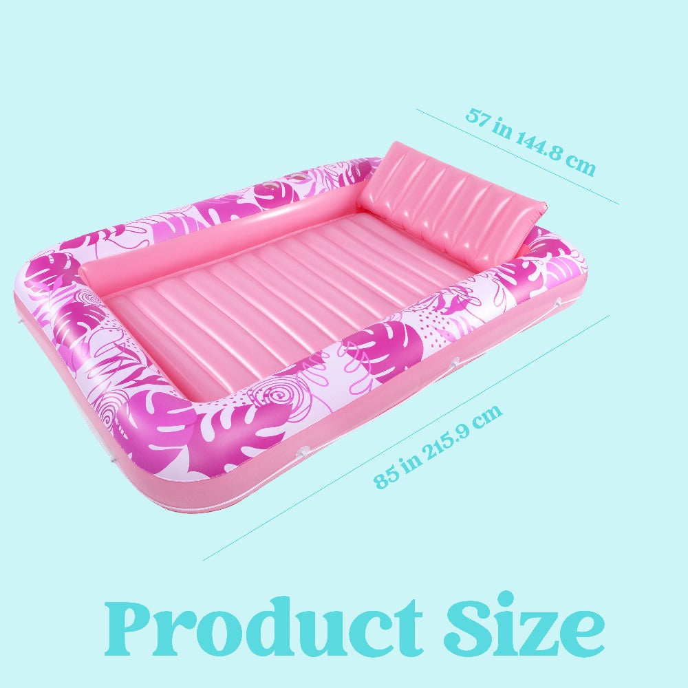 Hot Pink Inflatable Suntan Pool Float Lounger – 4-in-1 Tanning Raft with Built-In Pillow, Sunbathing Bed & Ball Pit | Large 1-Person or XL 2-Person Adult Pool Floatie for Pool Lake Beach