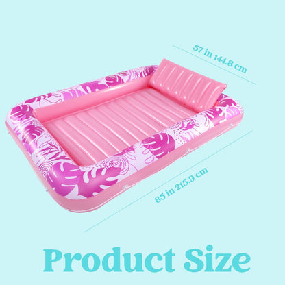Hot Pink Inflatable Suntan Pool Float Lounger – 4-in-1 Tanning Raft with Built-In Pillow, Sunbathing Bed & Ball Pit | Large 1-Person or XL 2-Person Adult Pool Floatie for Pool Lake Beach