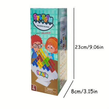 Balancing Stacking Blocks Game Set – Tumble Tower Family Strategy Toy for Kids Adults 16 20 34 50 68 Pcs Color Gift Box Birthday Christmas Party Game
