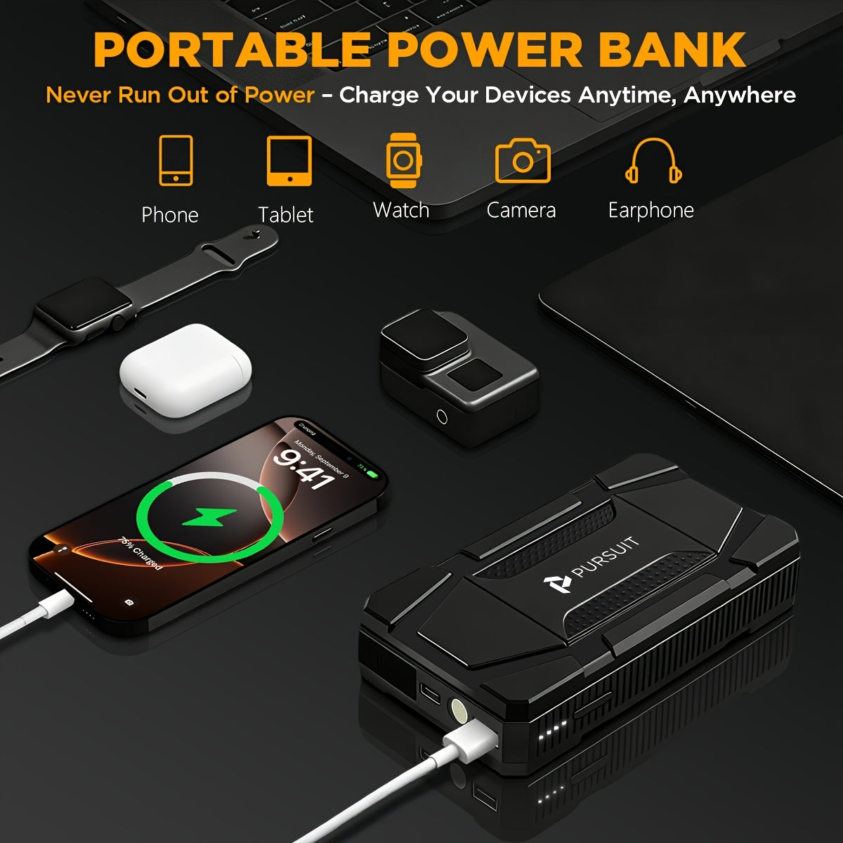 12V Portable Car Jump Starter 800/1000/2000A Peak Battery Booster Jump Box for Car Battery, for 1.59gal Gas & 1.06gal Diesel Cars with Smart Jumper to Prevent Overload Fire, USB Charge Ports & LED Flashlight, 6400mAh Power Bank, Gifts for Driver