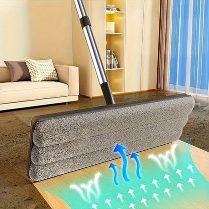 Flat Floor Mop and Bucket Set with Self-Cleaning System – Manual Squeeze Mop for Home, Office, Living Room, Bathroom & Kitchen – ABS, Multisurface, No Electricity Needed (White & Black)