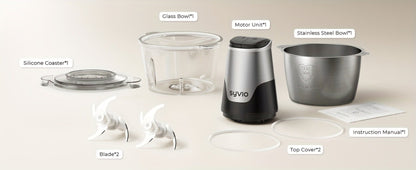 Mini Food Processor 450W with 2 Bowls – Electric Food Chopper, 4 Bi-Level Blades, Meat Grinder for Baby Food, Meat, Onion & Vegetables, 2 Speed