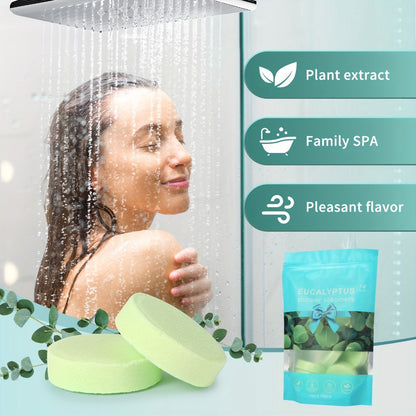 Shower Steamers 14 Pcs Eucalyptus with Essential Oil - Aromatherapy Bath Bombs for Women & Men, Fresh Scent Shower Fizzies for Daily Use, Travel, Stress Relief, Birthday Christmas Gift Ideas