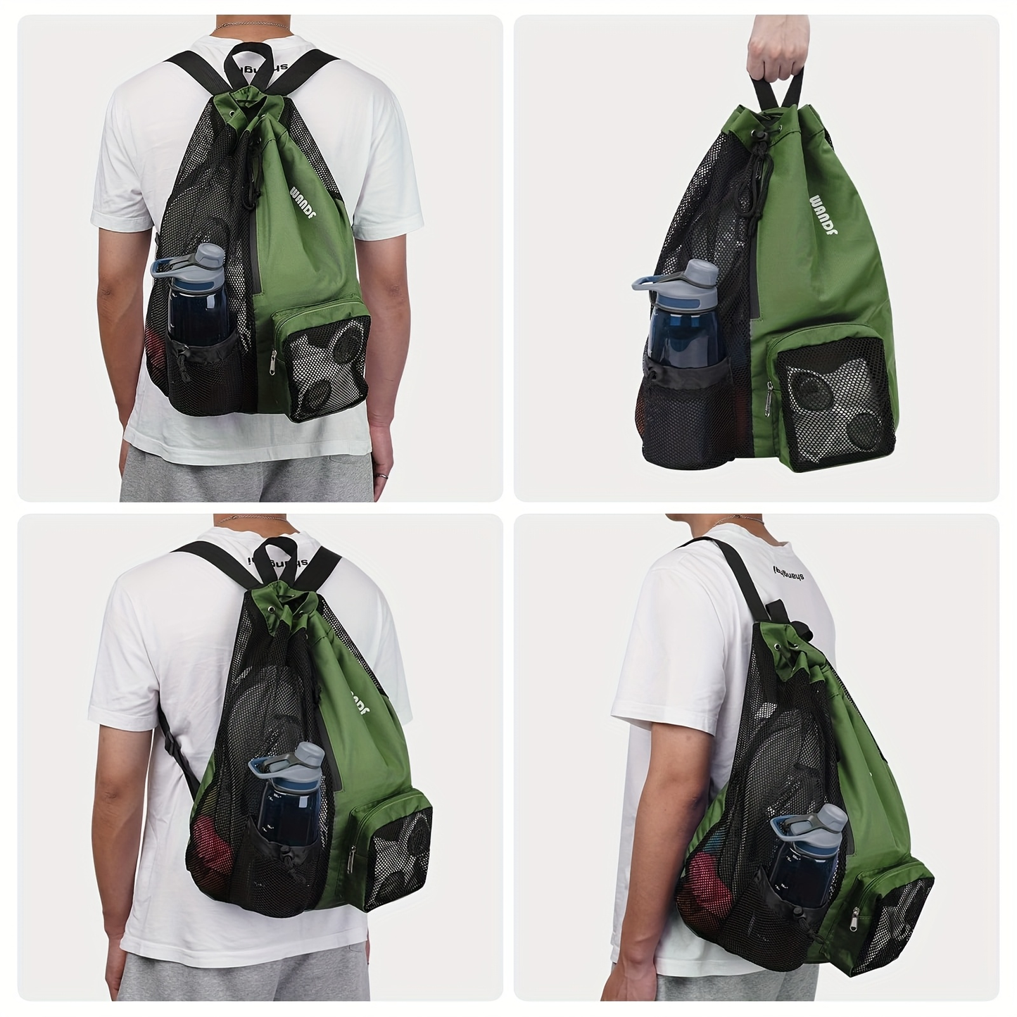 Mesh Drawstring Swim Bag – Quick-Dry Sports Backpack with Wet Pocket for Swimming, Gym & Beach, Lightweight Travel Bag for Women & Men, Adjustable Drawstring, 8 Colors