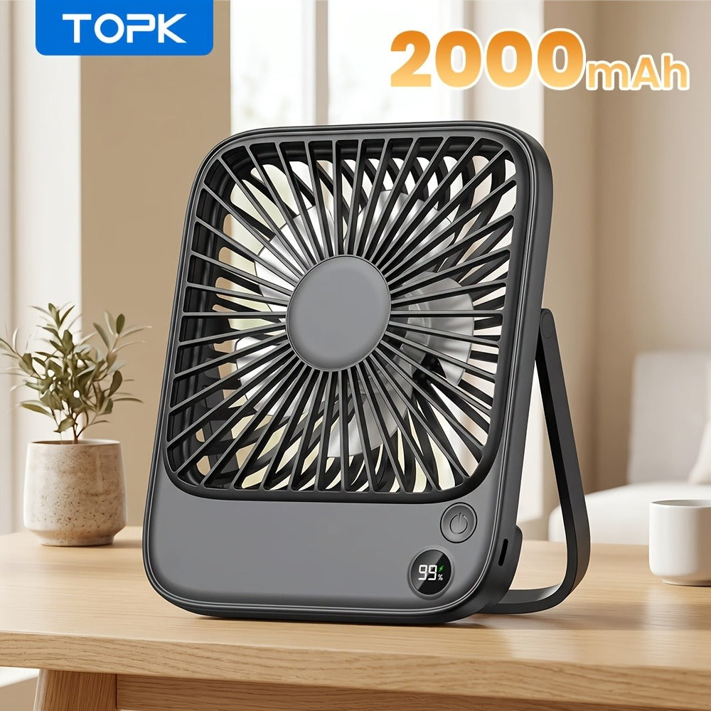 USB Desk Fan Battery Operated | 2000mAh & 5000mAh Rechargeable Mini Personal Fan, 4-Speed Adjustable, 180° Tilt & Foldable, Ultra-Quiet Strong Airflow for Office, Bedroom & Desktop Use – Black, Pink, White