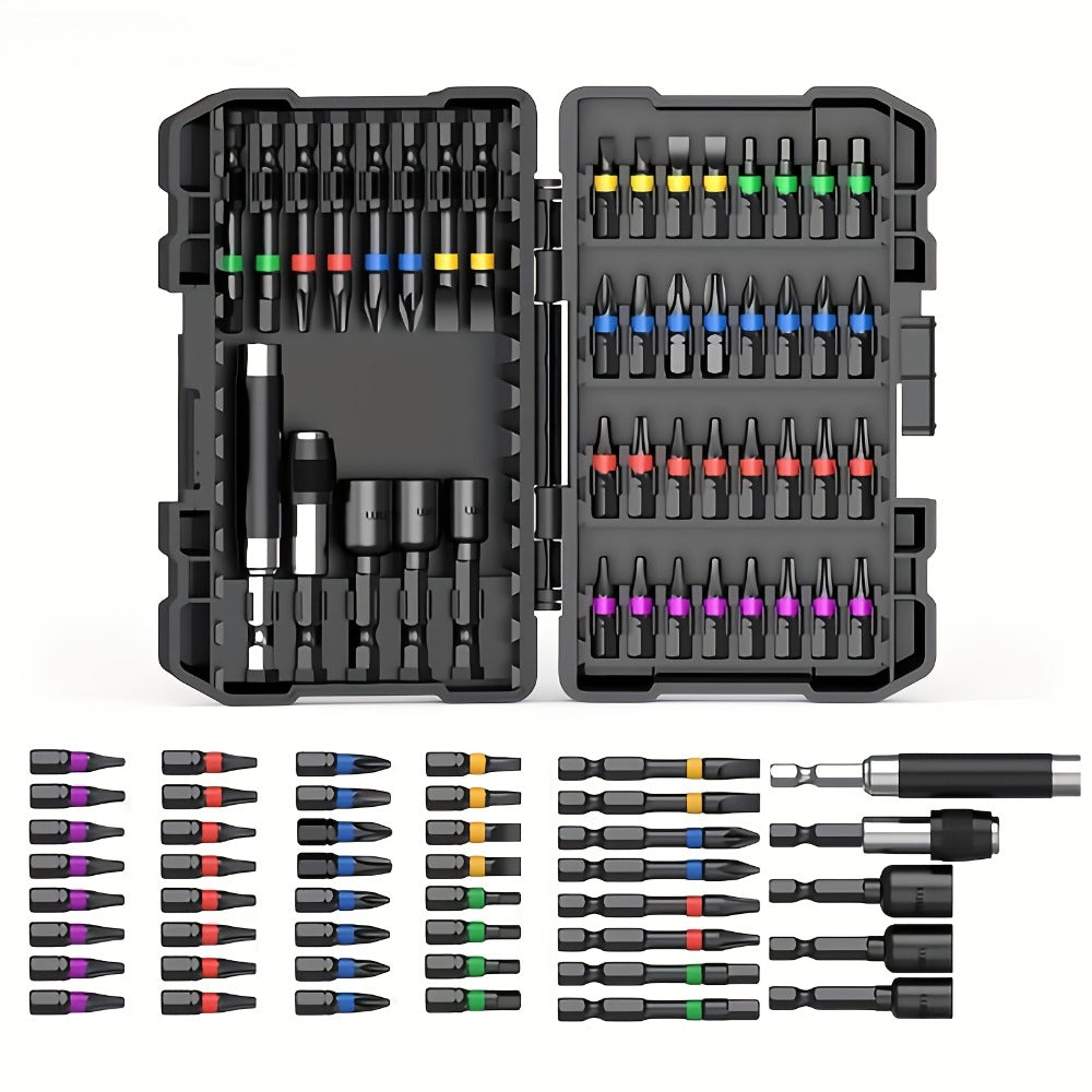 Impact Screwdriver Bit Set 45-Piece – Heavy-Duty Torx, Phillips, Flat & Square Bits with Storage Box, Compatible with Impact Drivers for Automotive, Home Repair & DIY Projects