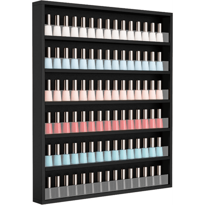 Wall Mount Nail Polish Rack Organizer 6 or 10 Tier with Acrylic Baffle Salon Display Shelf for Gel Polish Storage Nail Studio Home Spa Vanity Black White Pink