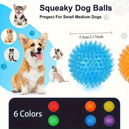 Squeaky Dog Balls for Teeth Cleaning & Training 12 Pack Durable Rubber Chew Toy Balls - Safe No Battery Design for Small to Medium Dogs, Multicolor Interactive Play Set
