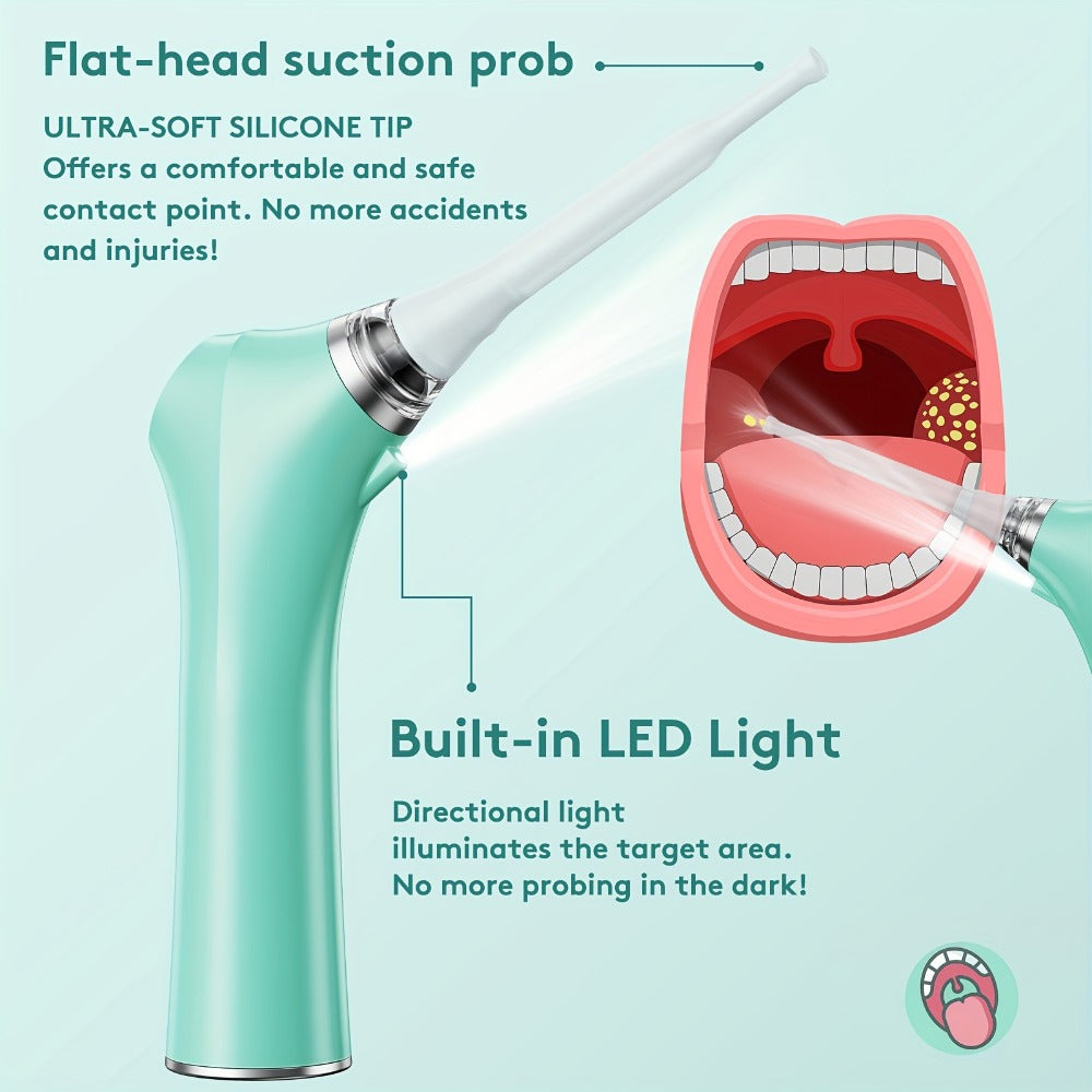 Tonsil Stone Remover Electric Vacuum Kit with LED Light – 3 Suction Modes 5X Magnifying Mirror Oral Irrigator Safe Gentle Tonsillolith Removal Tool for Adults at Home Use Rechargeable Portable