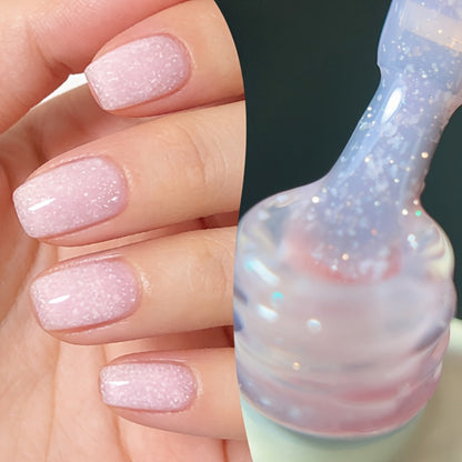 Glitter Jelly Gel Nail Polish Snowflake Sequin Pink Soak-Off UV LED – Semi-Permanent Sparkle Gel Varnish 10ml, Long-Lasting Christmas Holiday Winter Nail Art for DIY Salon Manicure Women