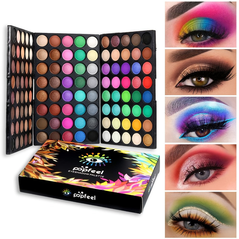 120 Color Eyeshadow Palette with 6 Makeup Brushes Shimmer Matte Multi Color Eye Shadow Kit for Stage Cosplay Halloween Party Daily Glam Women Gift
