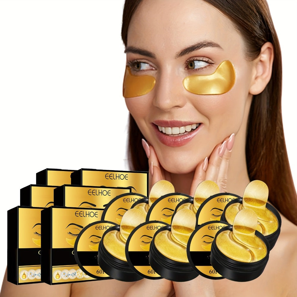 Under Eye Patches 120pcs (2 Boxes) with Hyaluronic Acid, Collagen & Glycerin - Gold Eye Mask for Dark Circles, Puffiness & Fine Lines, Deep Moisturizing Eye Contour Treatment