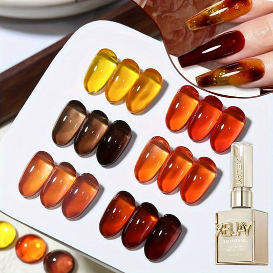 Magnetic Nail Gel Polish Set 6pcs 0.51oz Amber Aurora — Holographic Multicolor Shimmer Cat Eye UV LED Soak-Off Gel Nail Art Kit for Women, 2025 Trending Salon & Home Manicure Shades 101-138
