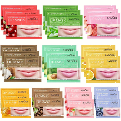 Hydrating Lip Mask Crystal Gel Pads 30 Pcs - Deep Moisture Lip Treatment Patches for Dry Chapped Lips, Exfoliating Lip Care Pads with Skin Essence for Smooth Soft Plump Lips Women