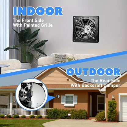 Exhaust Fan 8 Inch Wall Mount Ventilation Fan – 40W Pure Copper Motor, Backdraft Damper, Metal Fume Extractor with Switch for Kitchen, Bathroom, Garage, Shop & Smoking Room