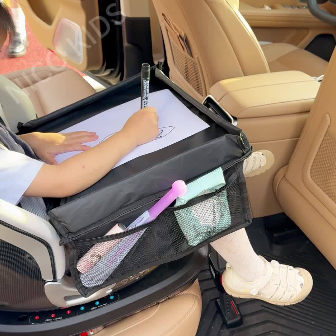 1pc Foldable And Expandable Polyester Youngsters Car Seat Travel Tray with Multiple Storage Pockets - Lightweight, Wall-Mountable Design for Airplane, Car And Home Use, Car Storage Tray | Versatile Travel Accessory | Sturdy Constructio