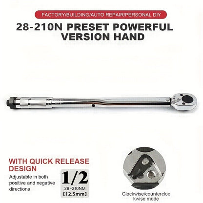 Torque Wrench Adjustable Drive 3/8" & 1/2" - Preset Click Torque Wrench for Automotive, Bike & Bicycle Maintenance, Ratchet Wrench with Dual Scale, Accurate & Durable, Gift for Husband & Car Enthusiasts