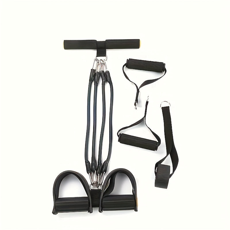Resistance Band Foot Pedal Puller – TPE Stackable Exercise Bands for Sit-Ups, Leg & Ab Workouts, Adjustable Strap, 50 / 100 / 150 lb Options, Home Gym Strength Training for Men & Women, Black