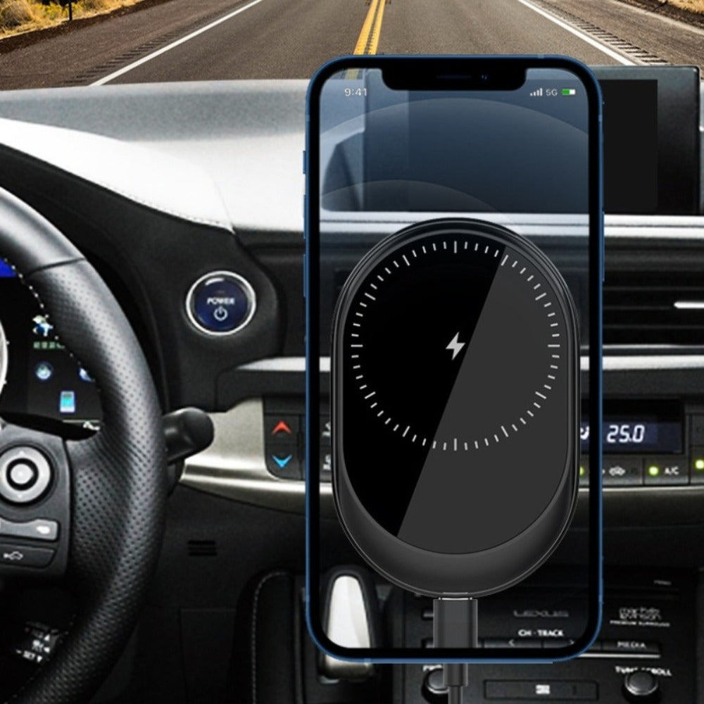 Magnetic Wireless Car Charger Phone Mount 15W Fast Charging – 360° Rotation Air Vent Car Phone Holder Compatible with iPhone 16 / 15 / 14 / 13 / 12 Series | MagSafe-Style Magnetic Car Charger