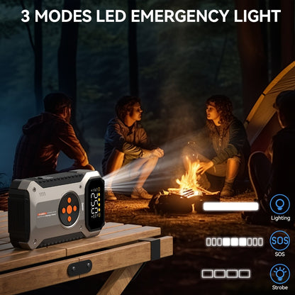 5000A Peak Jump Starter with Air Compressor 150PSI Digital Tire Inflator for 12V Gas Diesel Vehicles - Portable Car Battery Booster USB Charging LED Emergency