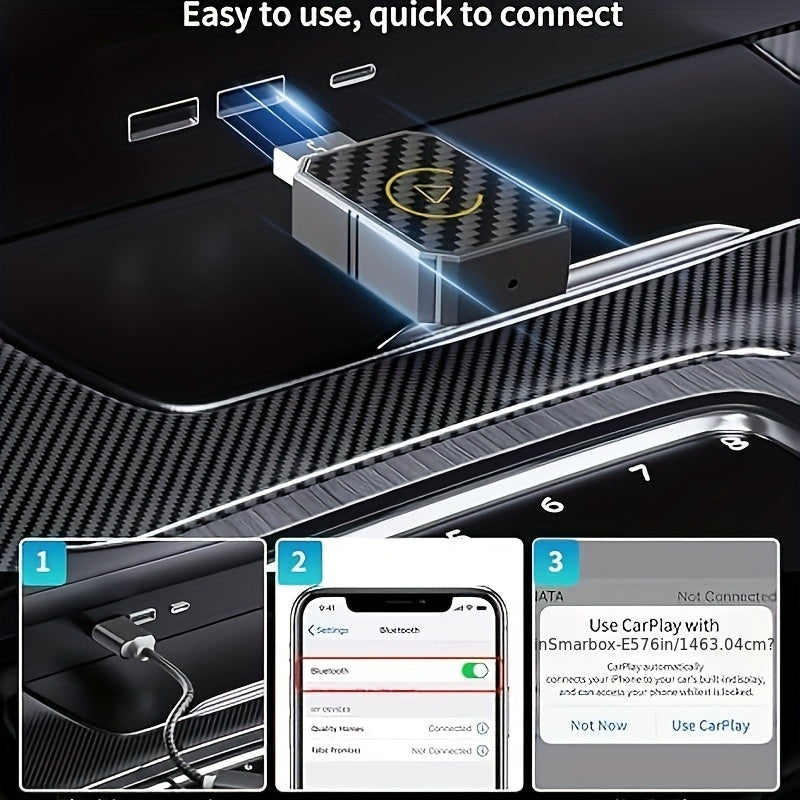 Mini wireless CarPlay adapter, suitable for Apple and Android, plug and play, low latency to convert wired to wireless CarPlay, suitable for a variety of models, upgraded in 2025, fast and stable connection, no battery required