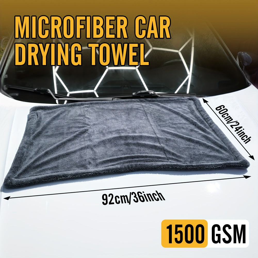 1500GSM Edgeless Car Drying Towel 24"x36" – 70/30 Twisted Loop Microfiber for Cars, Trucks & SUVs, Streak-Free