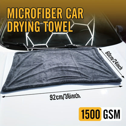 1500GSM Edgeless Car Drying Towel 24"x36" – 70/30 Twisted Loop Microfiber for Cars, Trucks & SUVs, Streak-Free