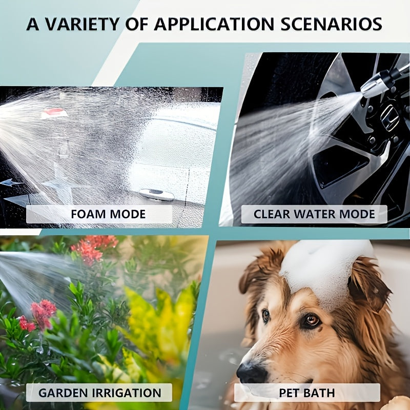 High Pressure Foam Spray Car Washing Water Gun With Foam Bottle Quick Adapter For 1/2, 3/4 Water Pipes (3/4 Hose Requires Removing Quick Connect Adapter,No Water Pipes)Multi Function Adjustable Thickened Rod Sprayer  For Car & Yard Cleaning