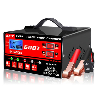 Smart Battery Charger 12V/24V with Pulse Repair & LCD Screen – Trickle Charger & Maintainer for Car, Truck, Motorcycle, Boat, Lawn Mower, Temperature Regulated