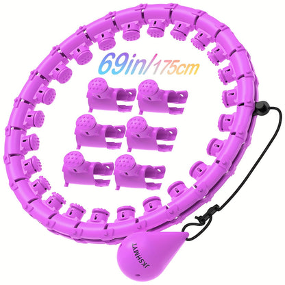 Weighted Hula Hoop Exercise Ring 69" – Smart Pilates Circle with 30 Detachable Knots, Plus Size Adjustable Fitness Hoop for Adults, Beginners & Core Workout