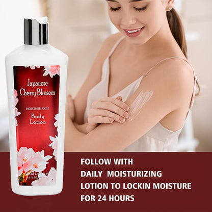 Cherry Blossom Gift Set for Women Body Lotion and Body Mist Japanese Sakura Fragrance Moisturizing Softening Skin Care Set - Perfect Valentine Birthday Mother's Day Bridal Shower Holiday Gift