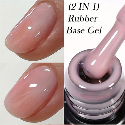 Rubber Base Gel Polish Set 6pcs Nude Pink 2-in-1 Builder Base Coat – Self-Leveling Soak Off UV LED Semi-Permanent Long-Lasting Gel Manicure Kit 0.24oz Each for DIY & Salon Nail Art Women
