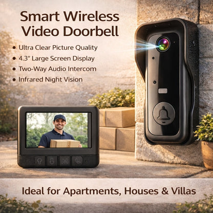 Smart Video Doorbell Wireless Touchscreen Display | Motion Detection 2-Way Audio Local Storage No Subscription | Easy No-Wire Install Home Security Doorbell Camera System