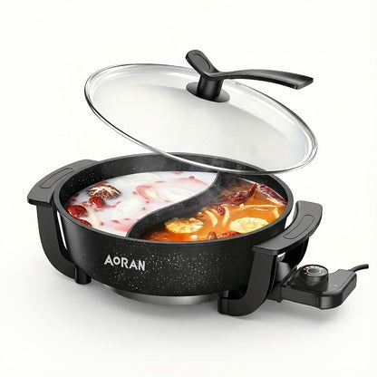 Mandarin Duck Hot Pot Electric – Large Capacity Non-Stick Divided Hot Pot for Steaming, Boiling, Frying & Stewing, Quick Heating, US Plug, Perfect for Family Hot Pot Night