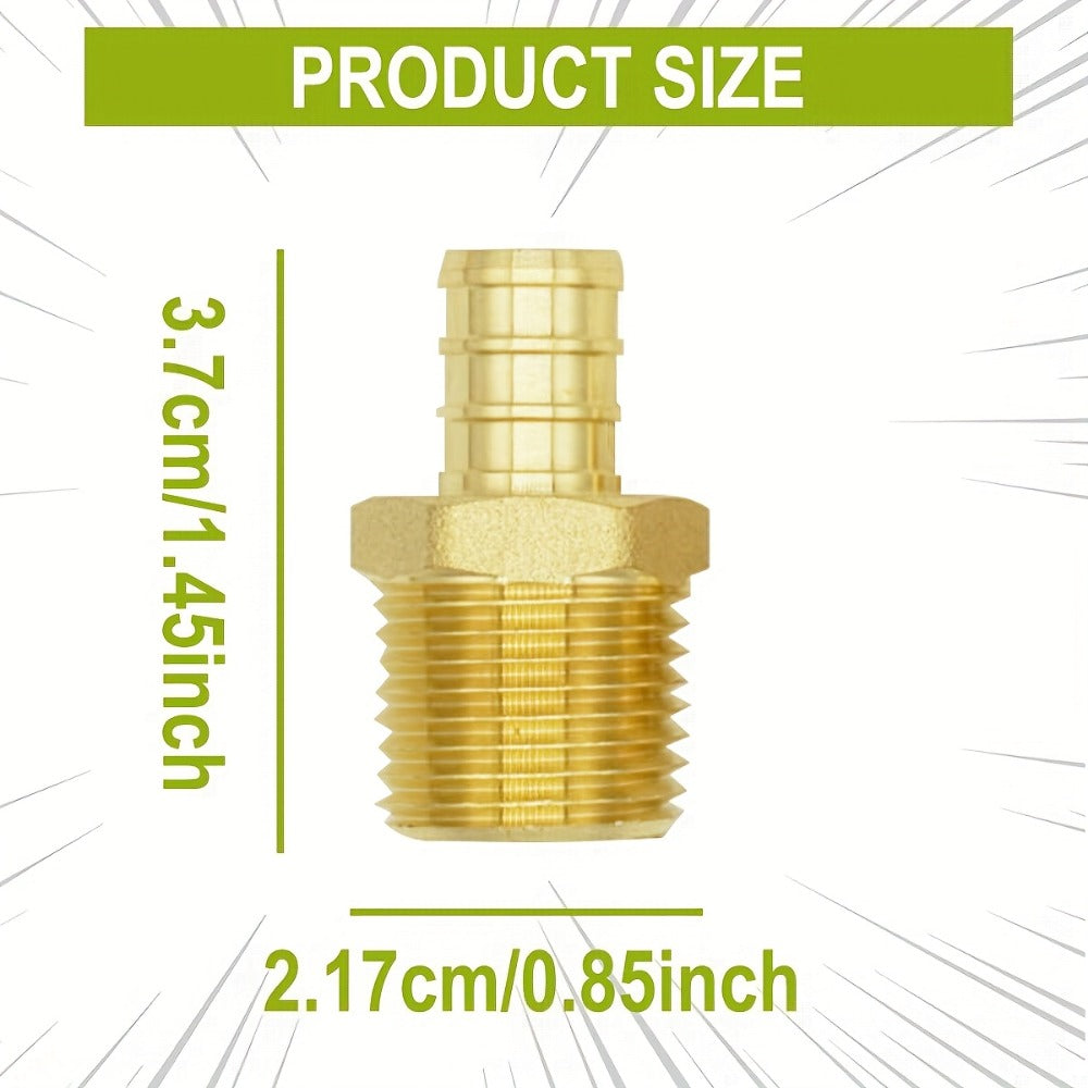 Brass PEX Crimp Adapters 20pcs - 10pcs 1/2" PEX x 1/2" Male NPT & 10pcs 1/2" PEX x 1/2" Female NPT Threaded Adapter, Crimp Fittings for PEX Pipe Plumbing Connections