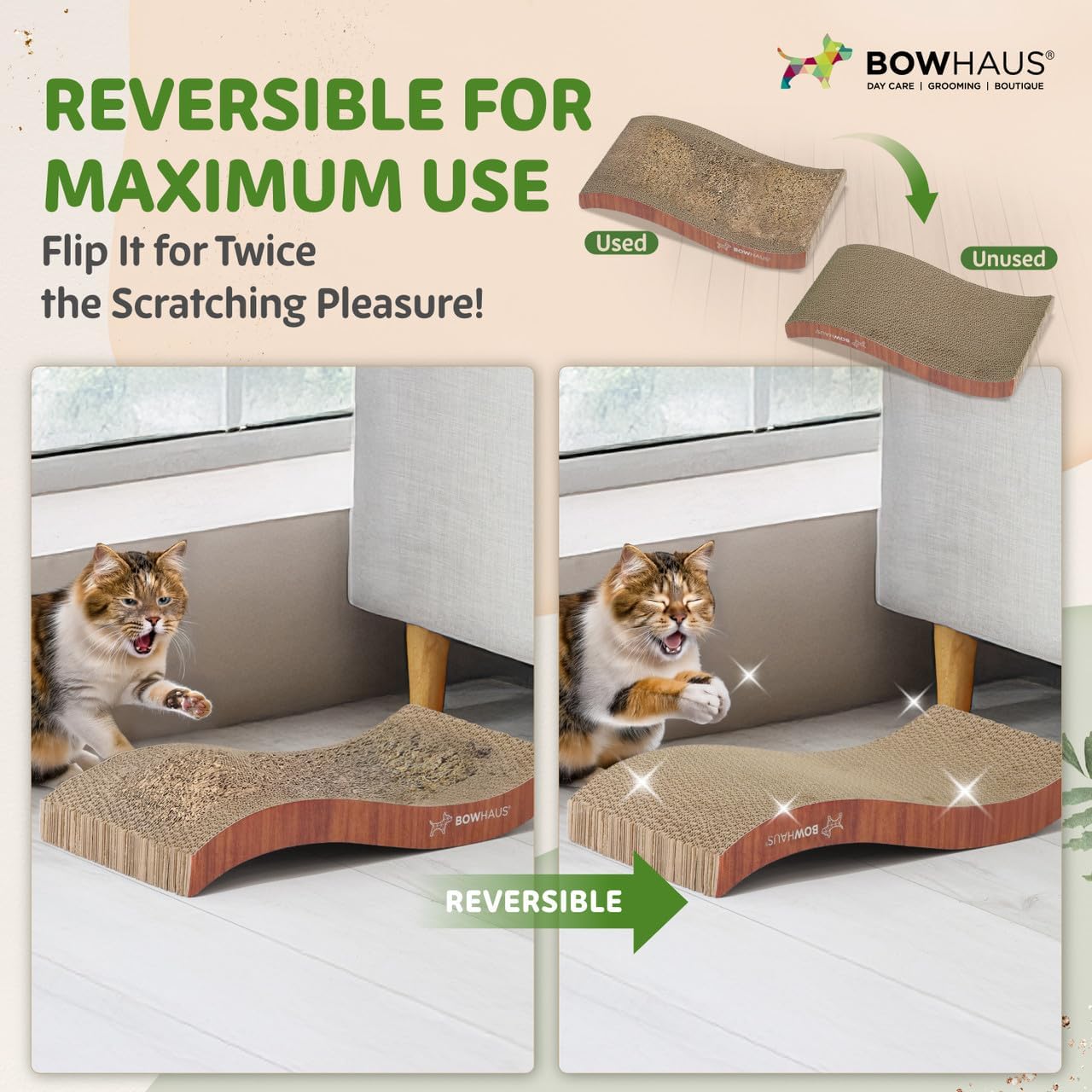 Cat Scratcher Lounger Reversible - Large Cardboard Cat Scratching Pad & Board for Indoor Cats, 5-Layer Durable Construction, Double-Sided Scratch Surface, Furniture Protector, Basic 8pcs & Curved 1pc