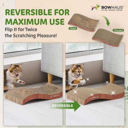 Cat Scratcher Lounger Reversible - Large Cardboard Cat Scratching Pad & Board for Indoor Cats, 5-Layer Durable Construction, Double-Sided Scratch Surface, Furniture Protector, Basic 8pcs & Curved 1pc