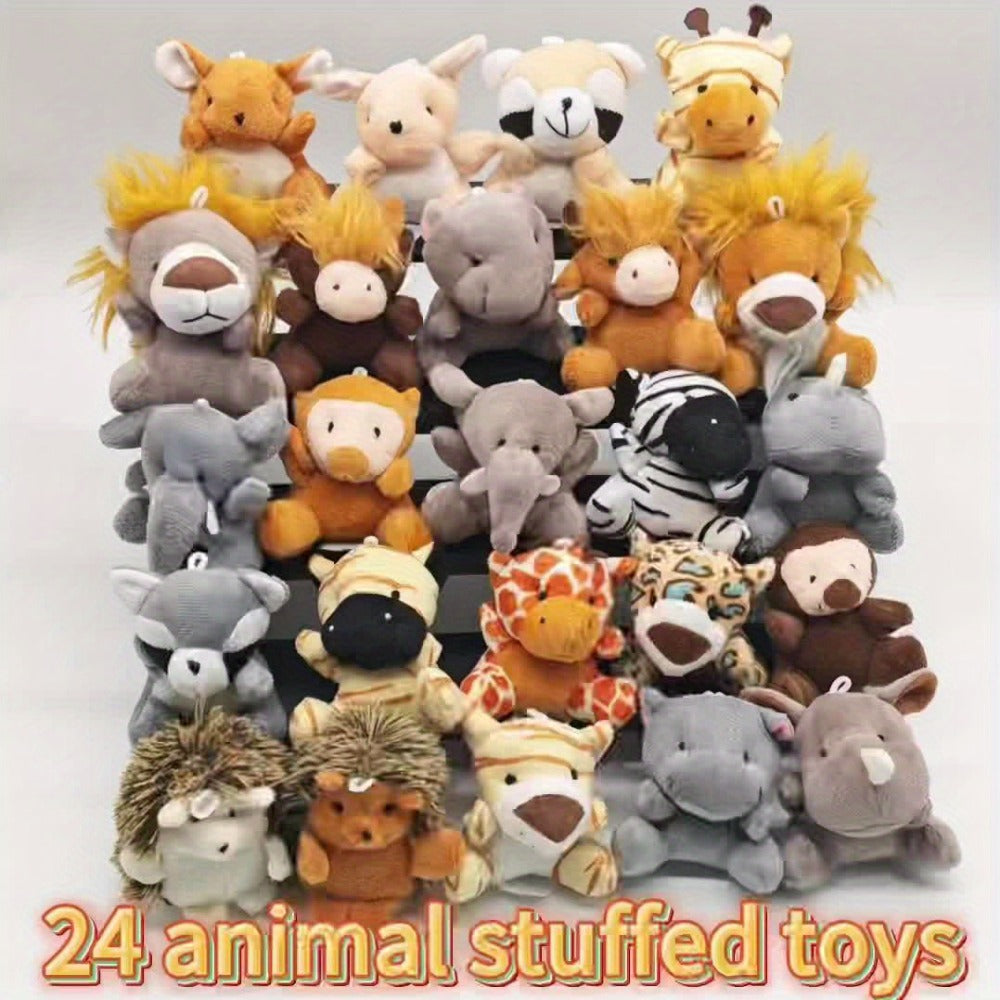 Mini Stuffed Animals Bulk 12 or 24 Pack – Forest Animal Plush Set for Animal Theme Party Favors, Classroom Treasure Box Prizes, Goodie Bag Fillers, Birthday Christmas Easter Gifts for Kids