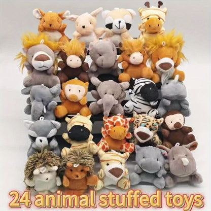 Mini Stuffed Animals Bulk 12 or 24 Pack – Forest Animal Plush Set for Animal Theme Party Favors, Classroom Treasure Box Prizes, Goodie Bag Fillers, Birthday Christmas Easter Gifts for Kids