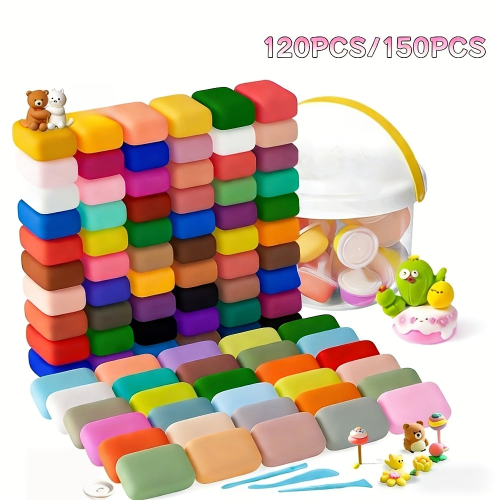 Air Dry Clay Set for Kids 120/150 Pieces – 36 Metallic Colors Ultra Light Modeling Clay, No-Bake Quick Dry DIY Sculpting Art Craft Kit for Boys Girls Ages 3-8
