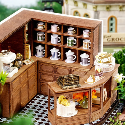 3D Wooden Miniature House Puzzle Model Kit Jungle Momo Tea – Handmade Retro DIY Craft No Glue No Battery Scene Building for Adults Teens Birthday Christmas Valentine Gift for Her